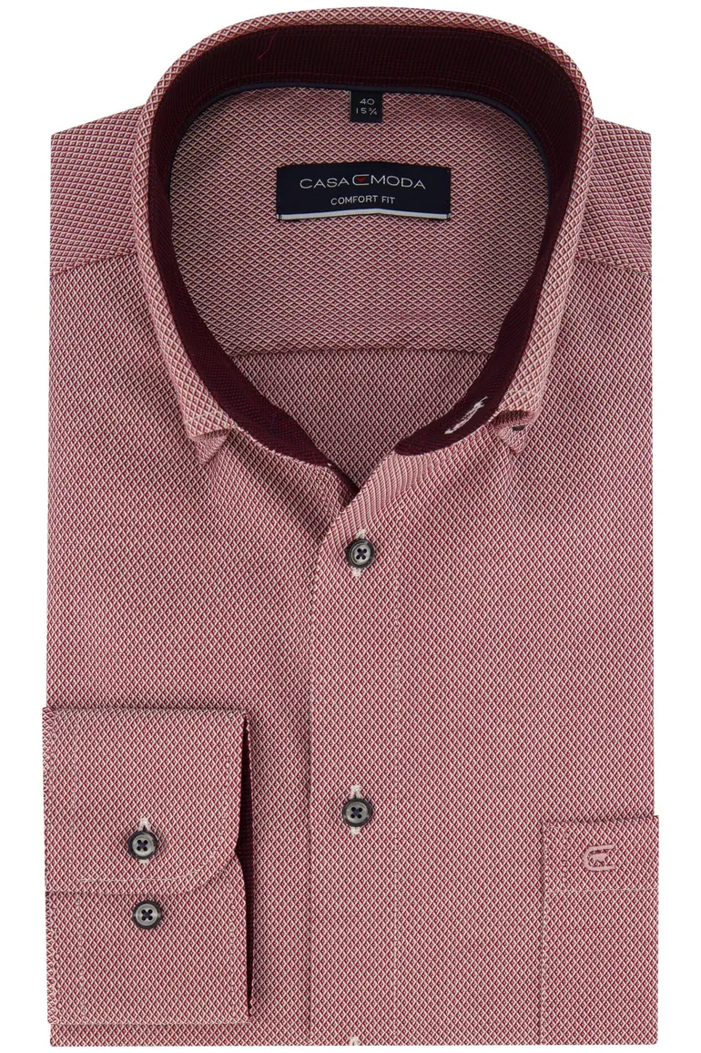 Casa Moda Comfort Fit overhemd strijkvrij rood geprint
