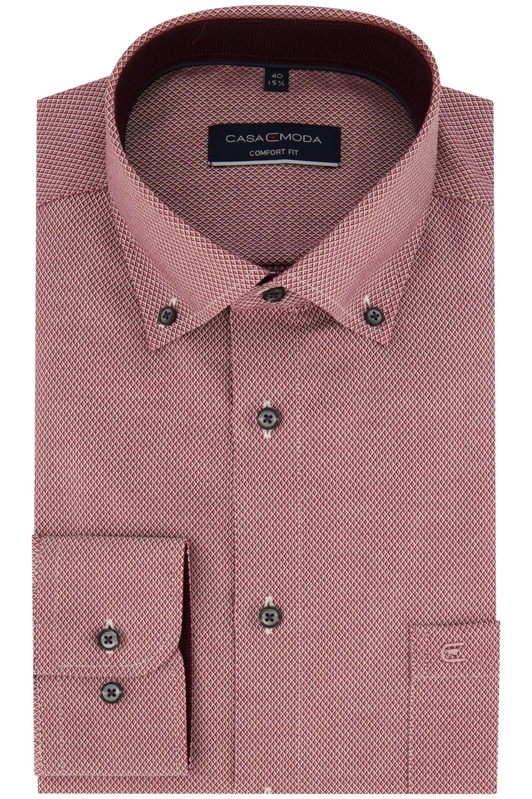 Casa Moda Comfort Fit overhemd strijkvrij rood geprint