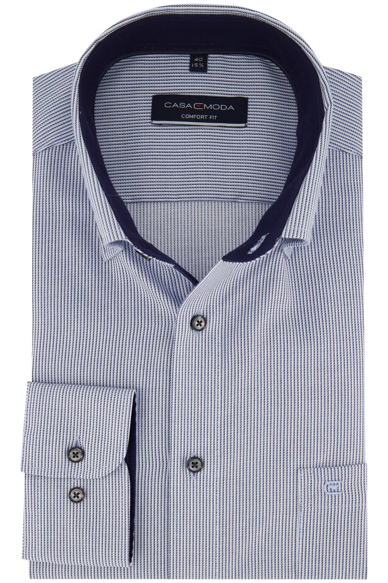 Casa Moda overhemd blauw comfort fit strijkvrij