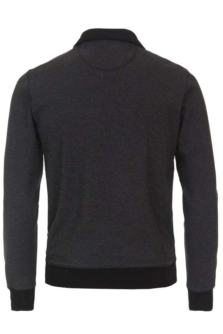 Katoenen Casa Moda trui grijs gemêleerd half zip