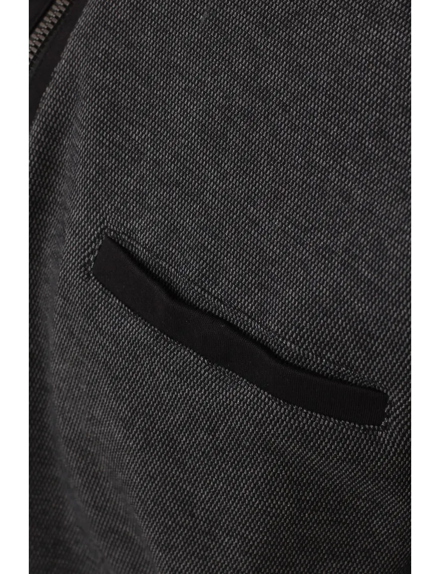 Trui half zip grijs gemêleerd Casa Moda katoen borstzak
