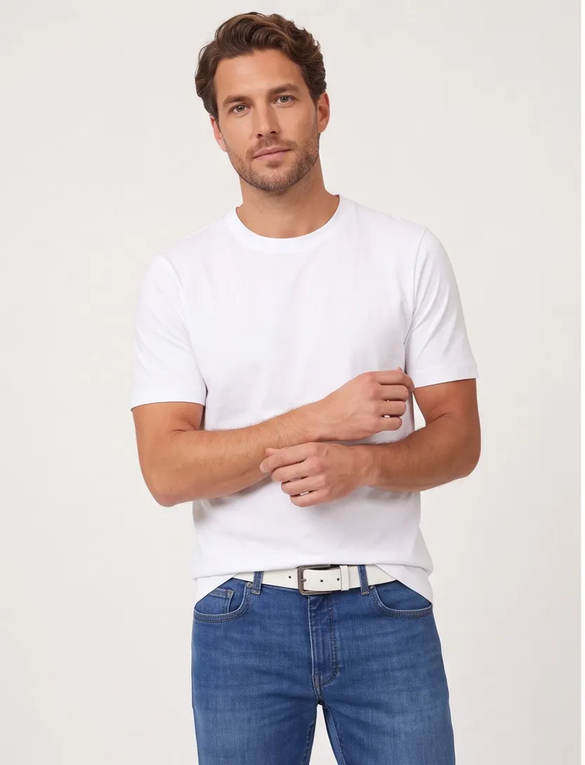 Katoenen Casa Moda ondershirt effen wit