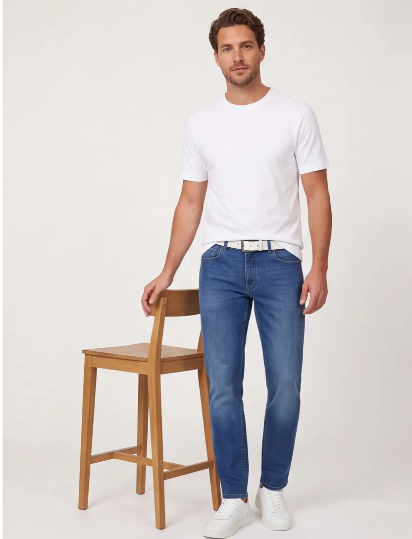 Katoenen Casa Moda ondershirt effen wit