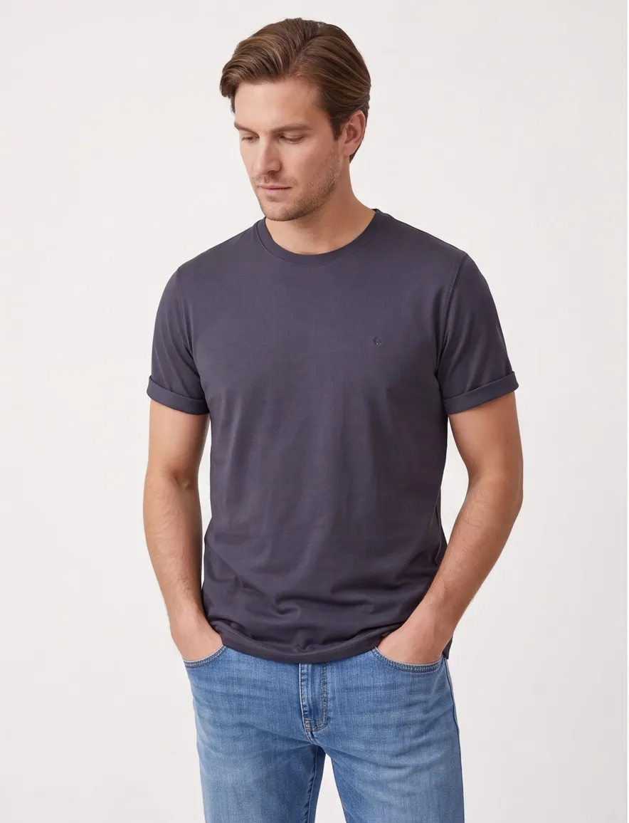 Casa Moda t-shirt grijs katoen wijde fit