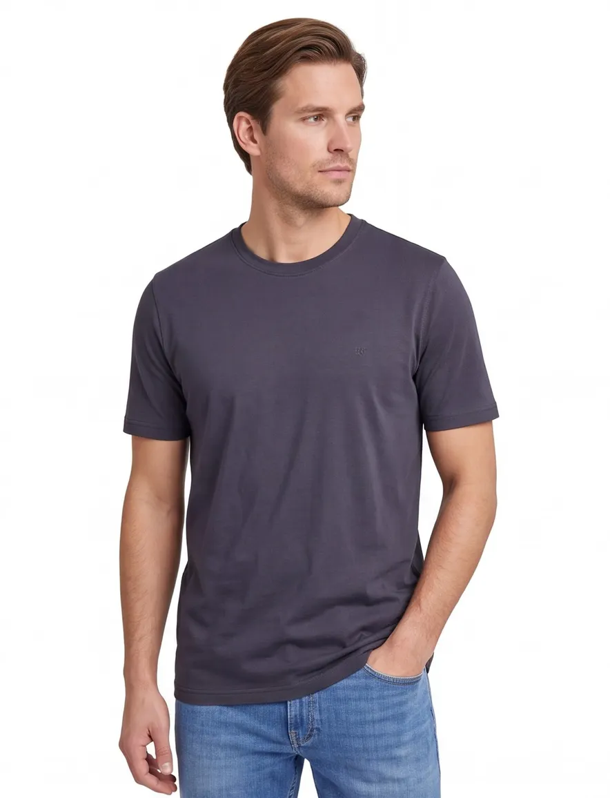 Casa Moda t-shirt grijs katoen wijde fit