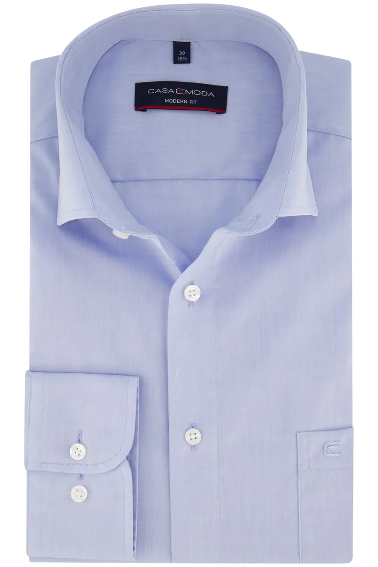 Casa Moda overhemd normale fit blauw met borstzak