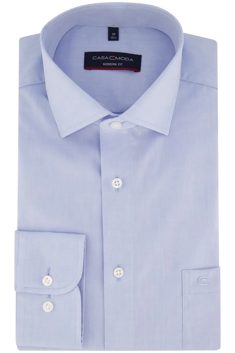 Casa Moda overhemd normale fit blauw met borstzak