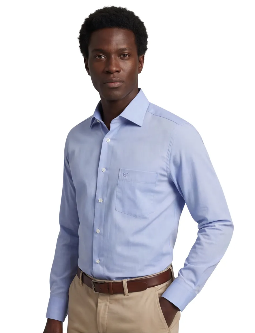 Casa Moda overhemd normale fit blauw met borstzak