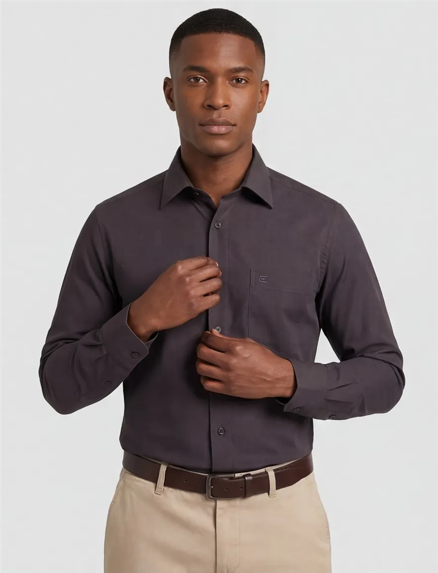 Zakelijk Casa Moda overhemd normale fit grijs uni