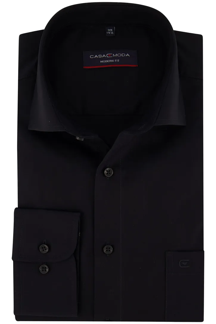 Zwart Casa Moda business overhemd normale fit