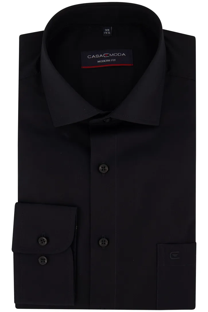 Zwart Casa Moda business overhemd normale fit