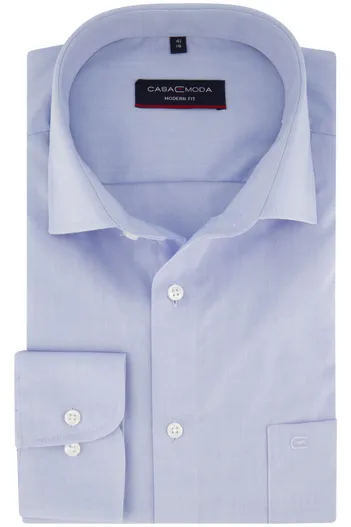 Casa Moda Casa Moda overhemd ml 7 blauw met borstzak