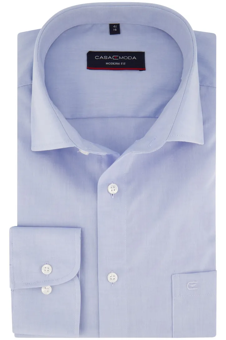 Casa Moda overhemd ml 7 blauw met borstzak