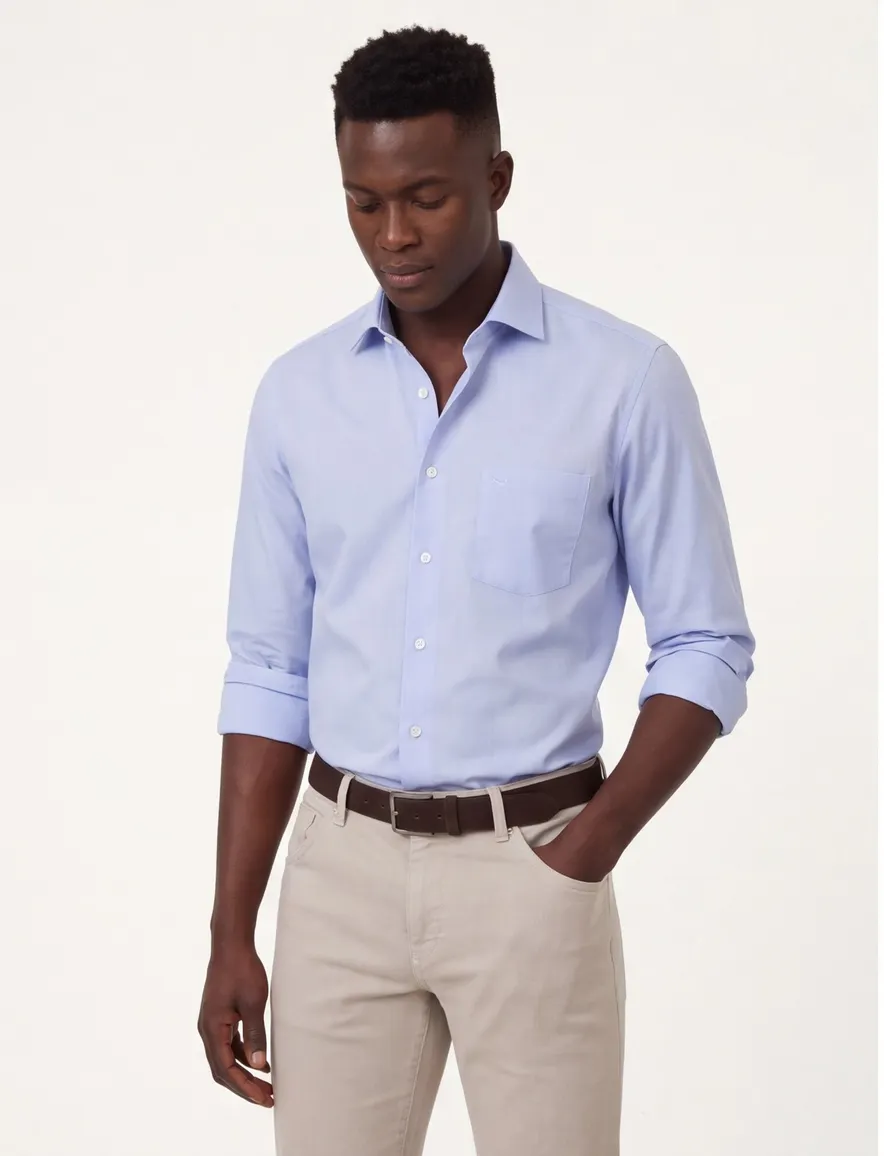 Casa Moda overhemd mouwlengte 7 blauw uni