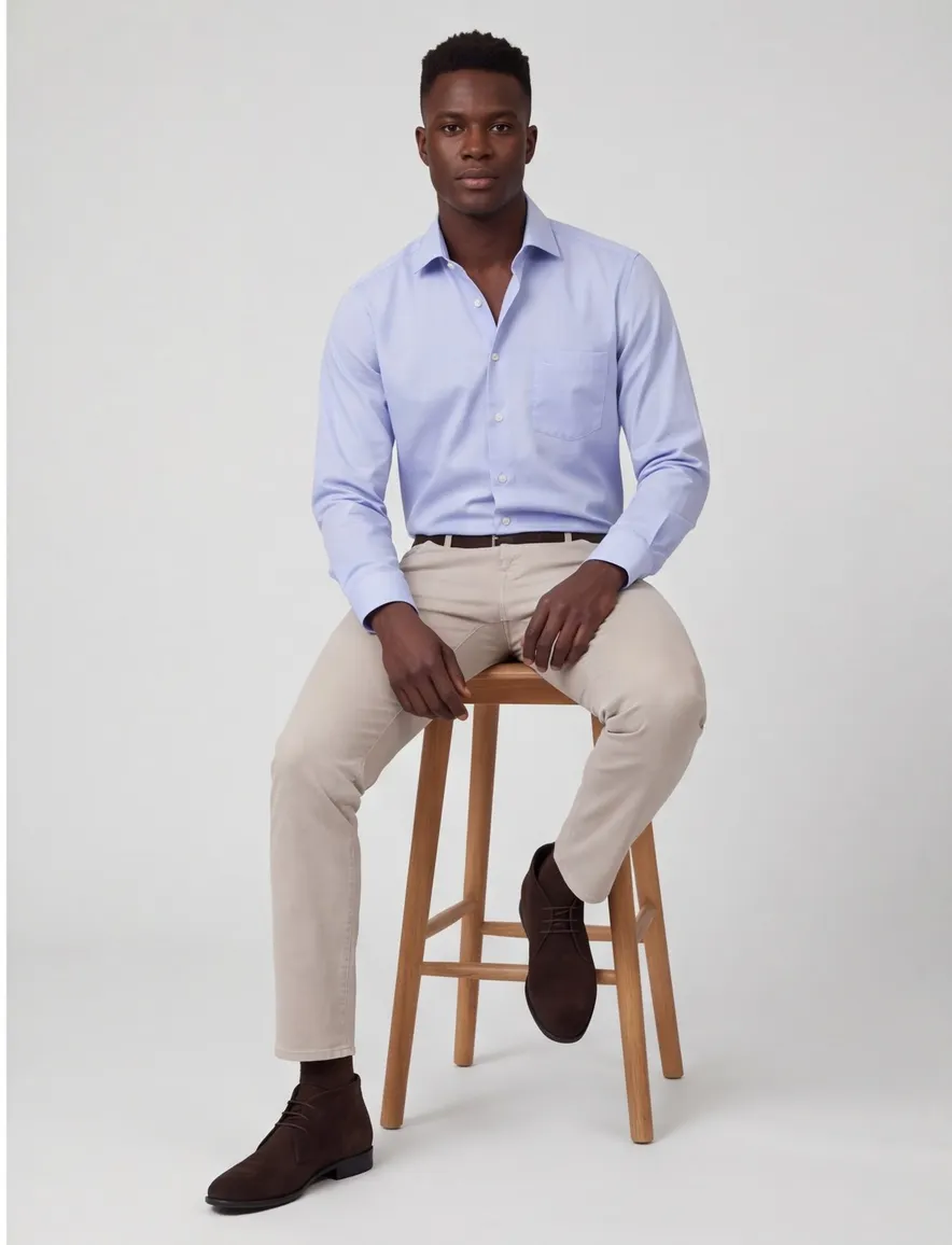 Casa Moda overhemd mouwlengte 7 blauw uni