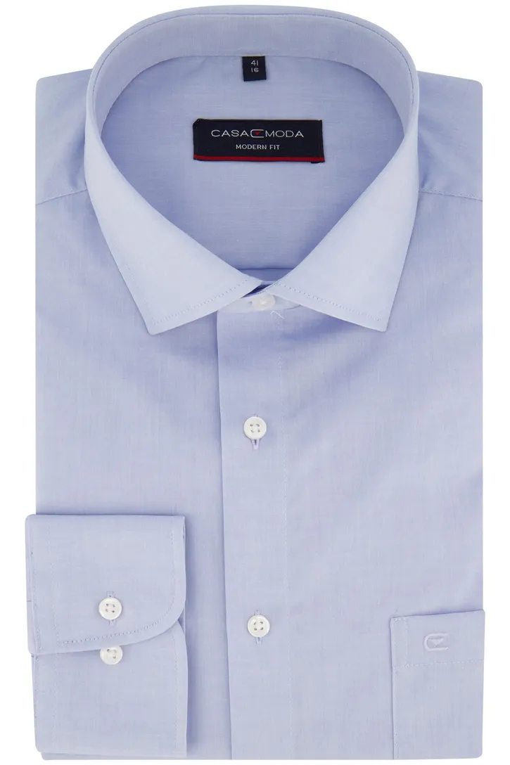 Casa Moda overhemd ml 7 blauw met borstzak