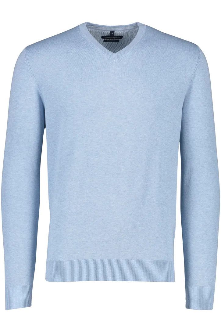 Casa Moda trui v-hals lichtblauw effen 100% katoen
