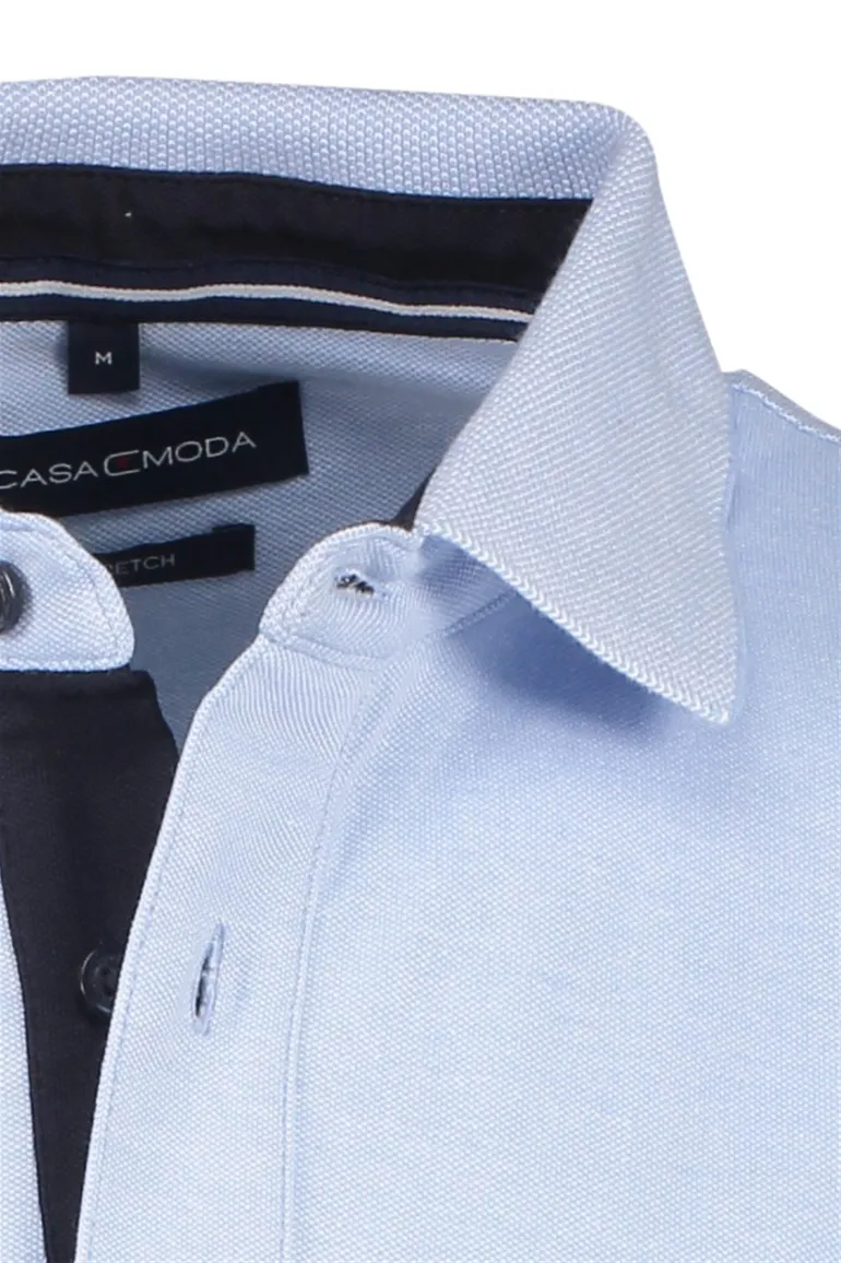 Casa Moda polo effen lichtblauw katoen wijde fit
