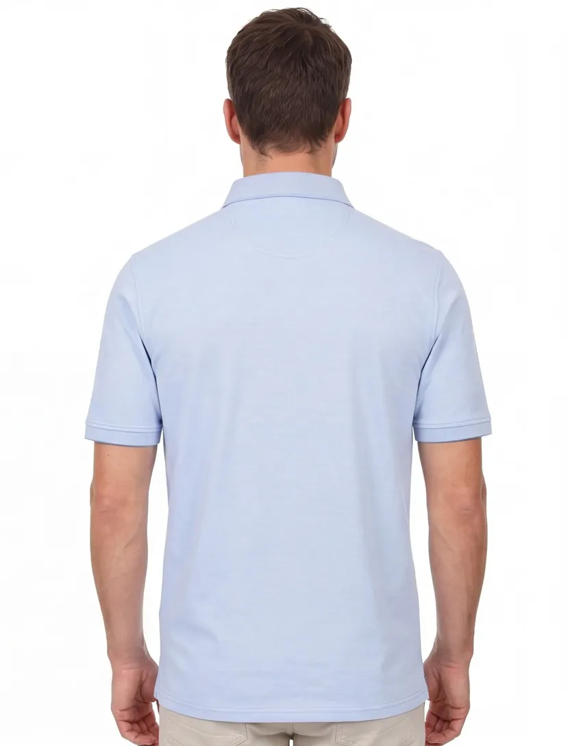 Katoenen Casa Moda polo stretch effen lichtblauw wijde fit