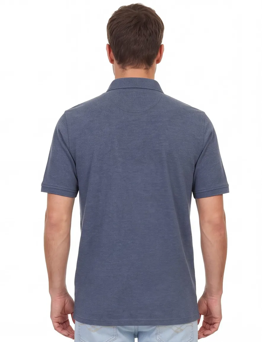 Casa Moda polo stretch effen donkerblauw katoen wijde fit