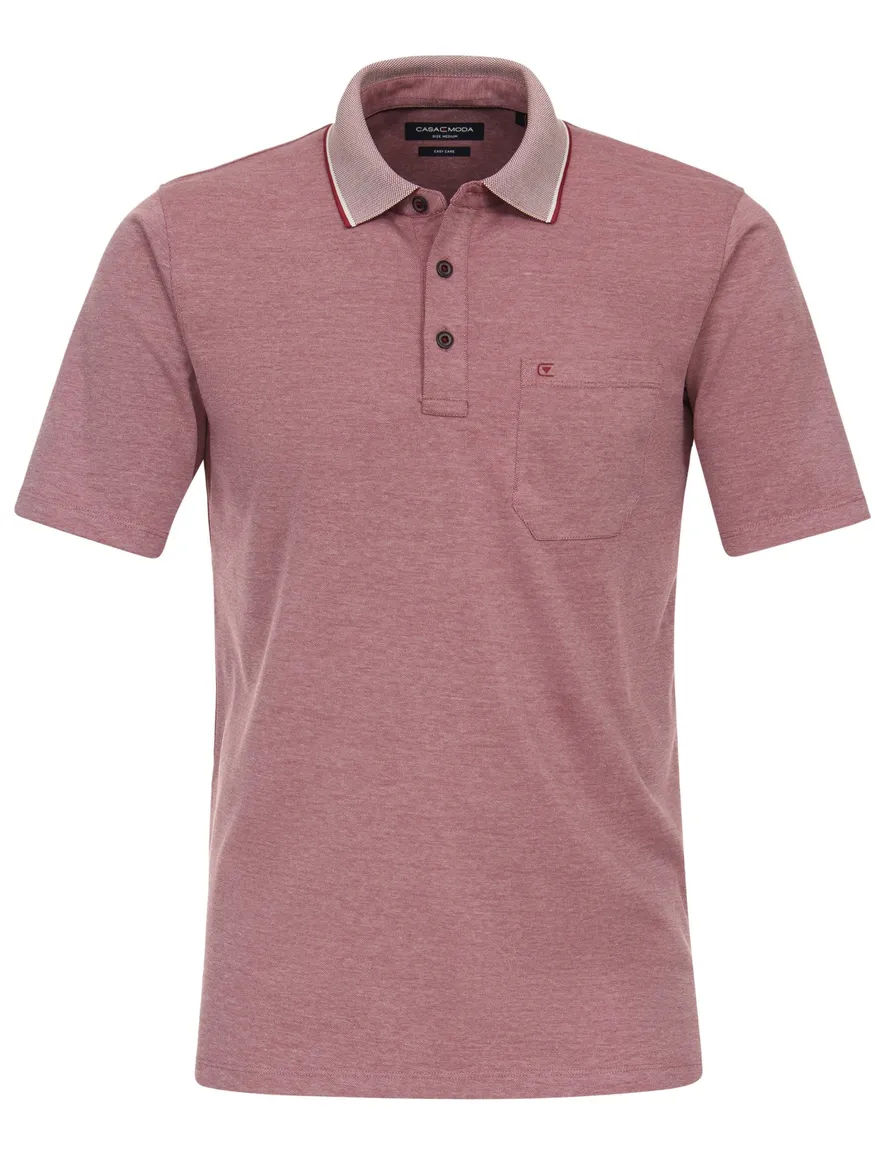 Casa Moda poloshirt korte mouw rood gemeleerd wijde fit