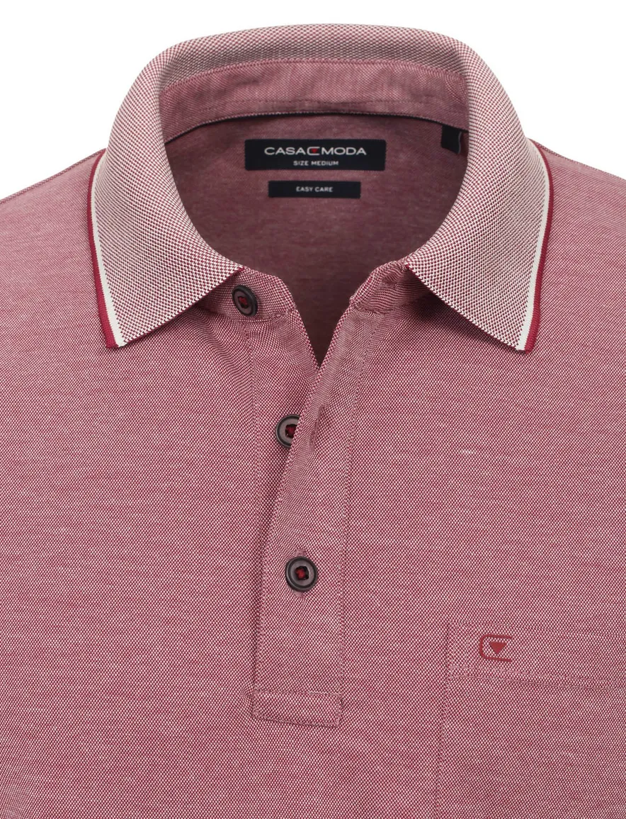 Casa Moda poloshirt korte mouw rood gemeleerd wijde fit