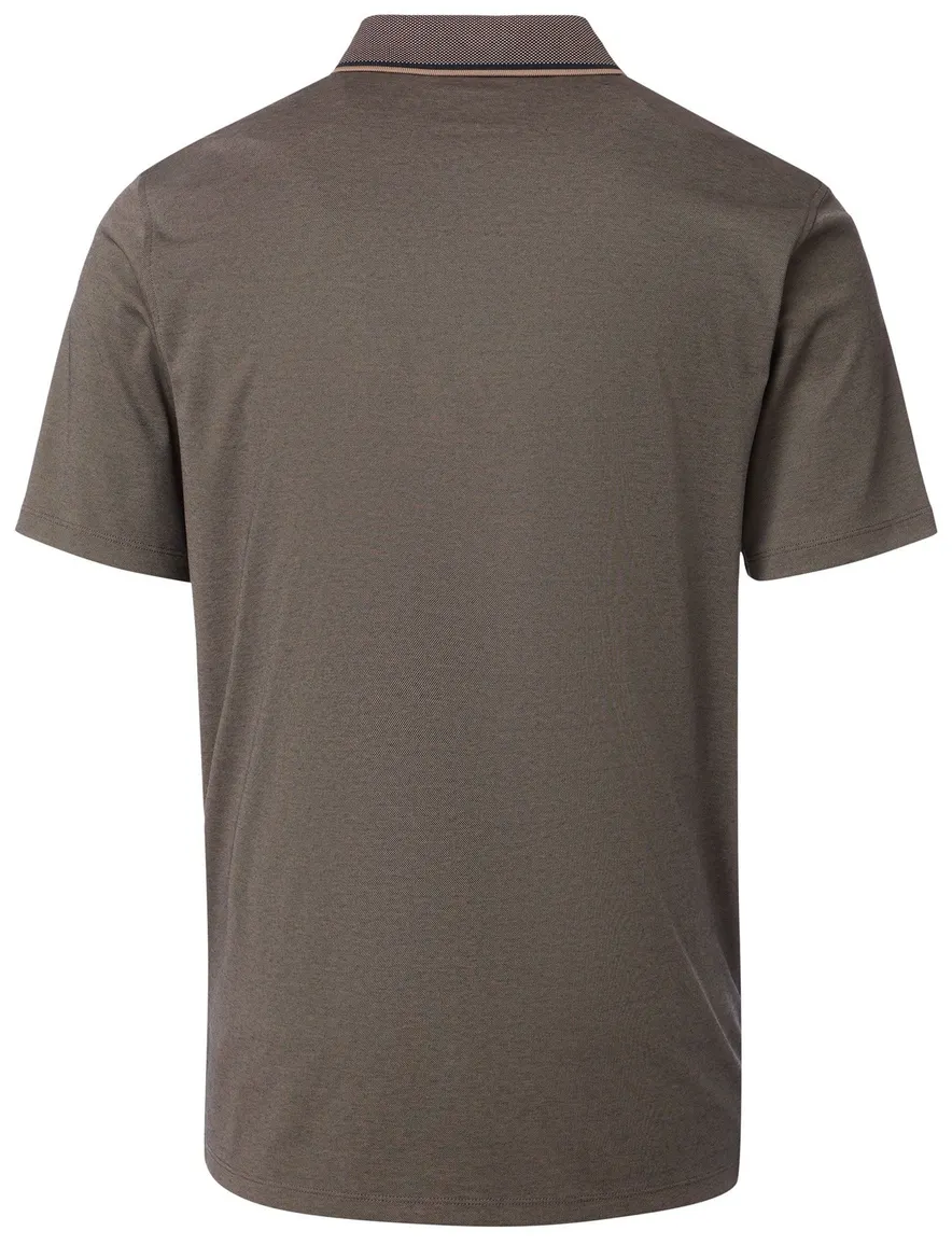 Casa Moda poloshirt korte mouw bruin gemeleerd wijde fit