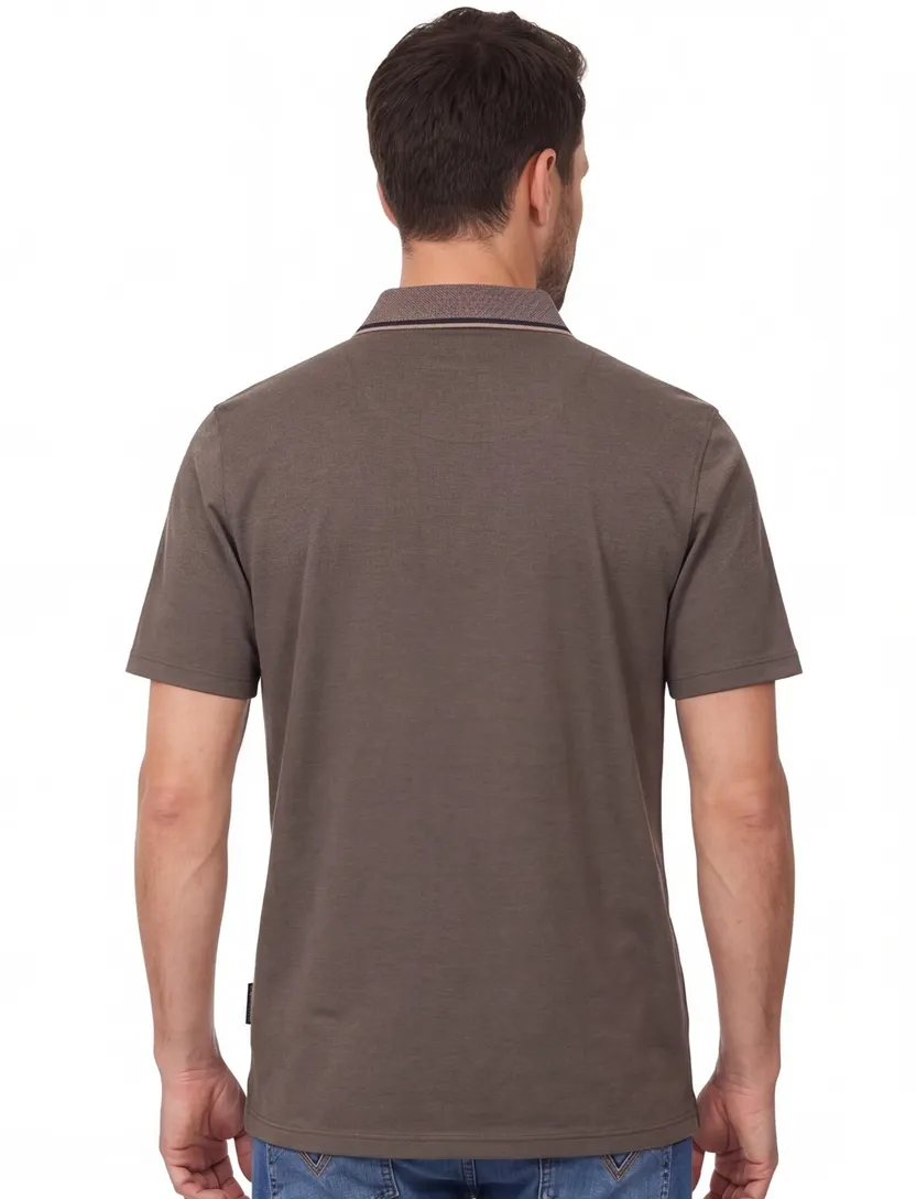 poloshirt korte mouw Casa Moda gemeleerd bruin