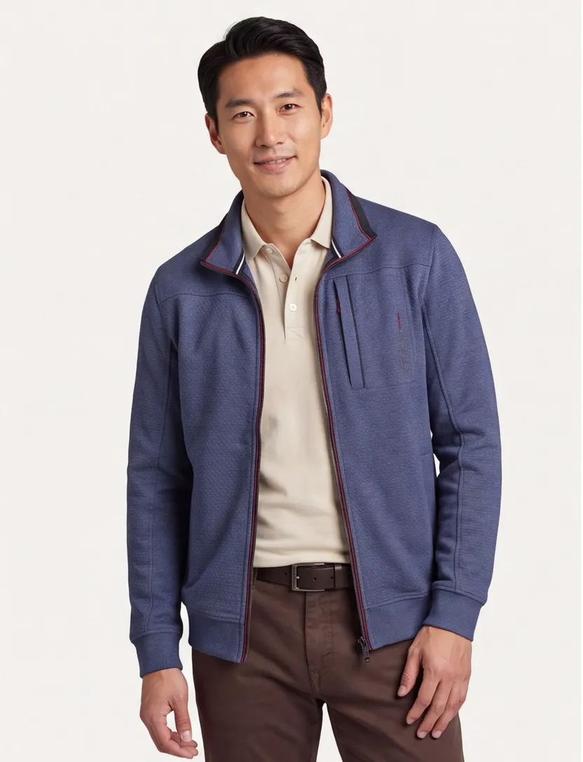 katoenen Casa Moda vest blauw borstzak