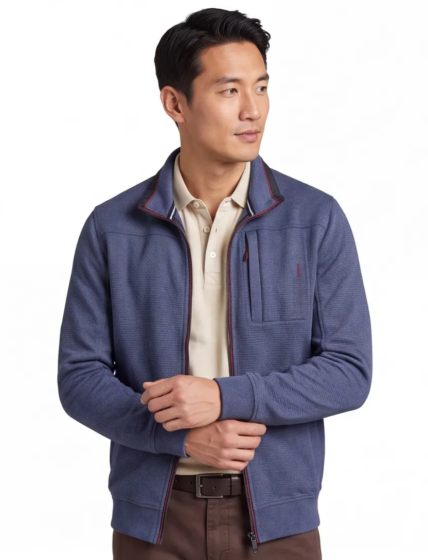 katoenen Casa Moda vest blauw borstzak