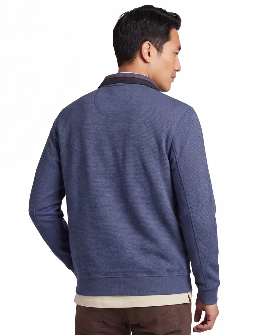 katoenen Casa Moda vest blauw borstzak