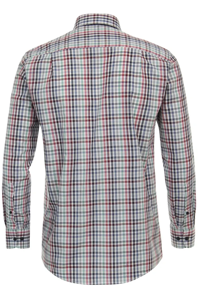 Casa Moda overhemd casual rood groen geruit comfort fit