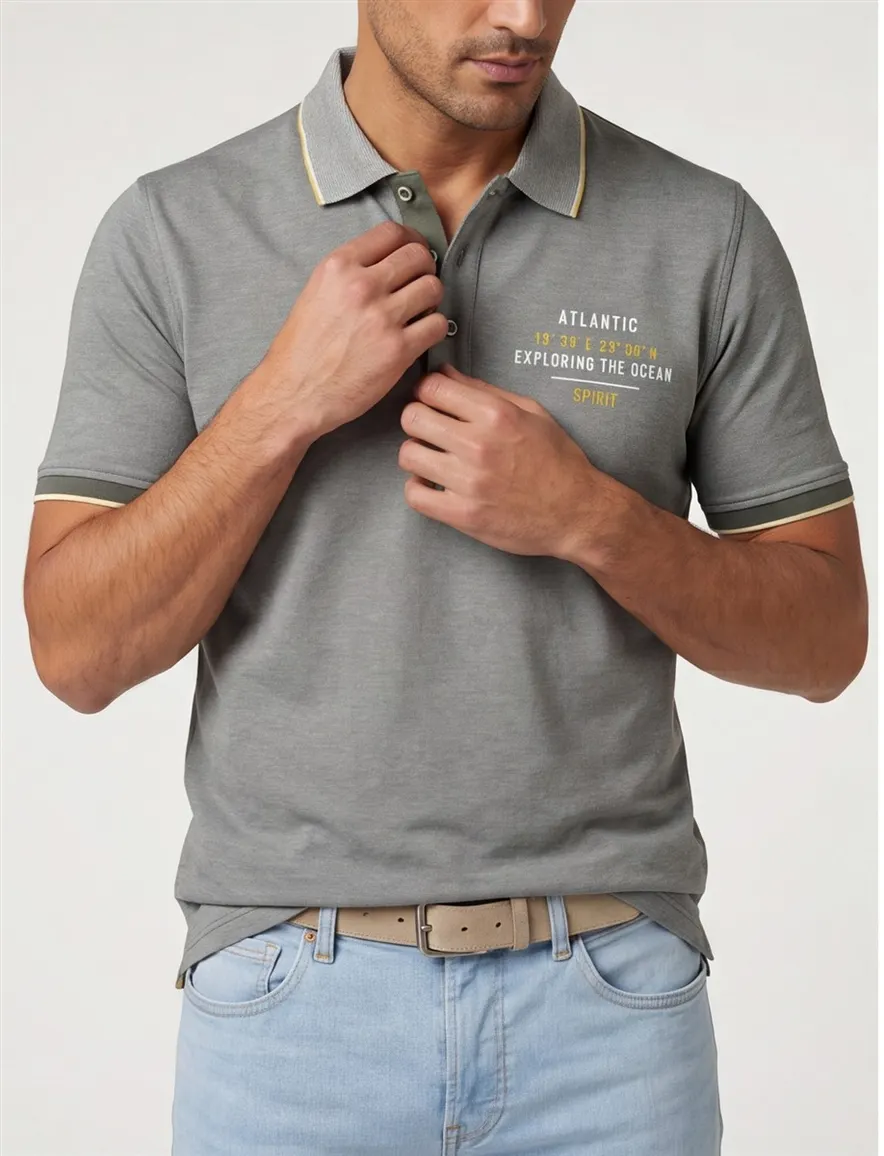 Casa Moda polo wijde fit groen katoen easy caze 3-knoops