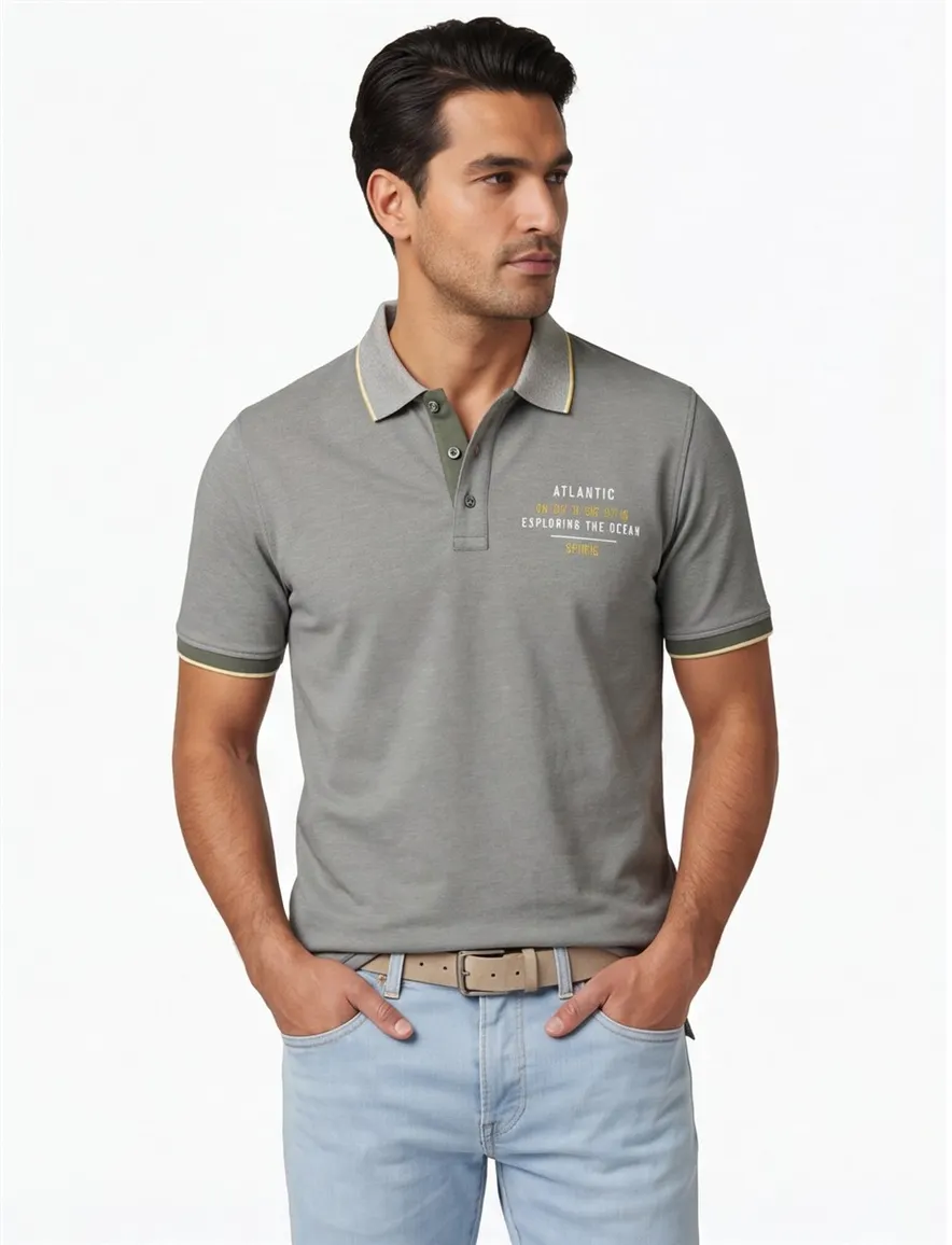 Casa Moda polo wijde fit groen katoen easy caze 3-knoops