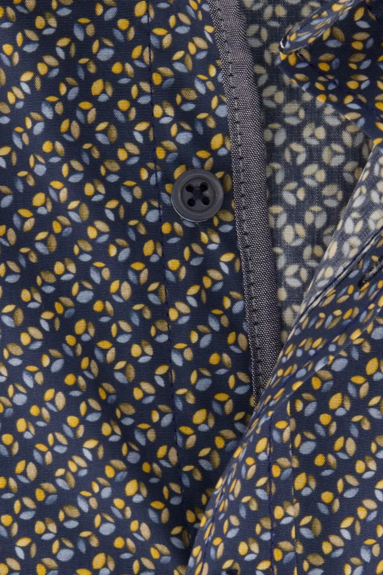 Donkerblauw geprint overhemd korte mouw Casa Moda