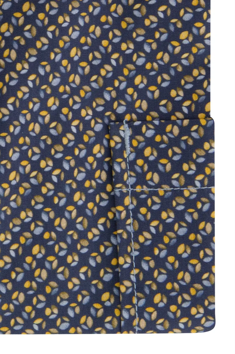 Donkerblauw geprint overhemd korte mouw Casa Moda