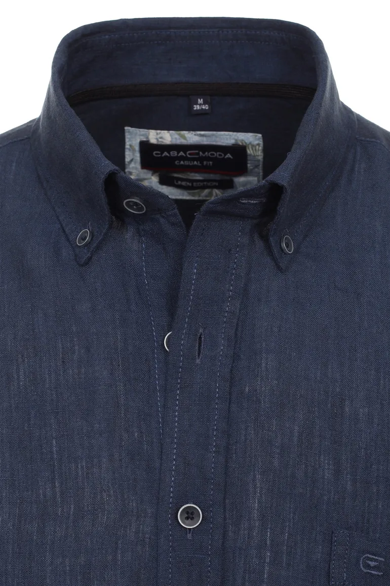 Casa Moda overhemd korte mouw wijde fit donkerblauw