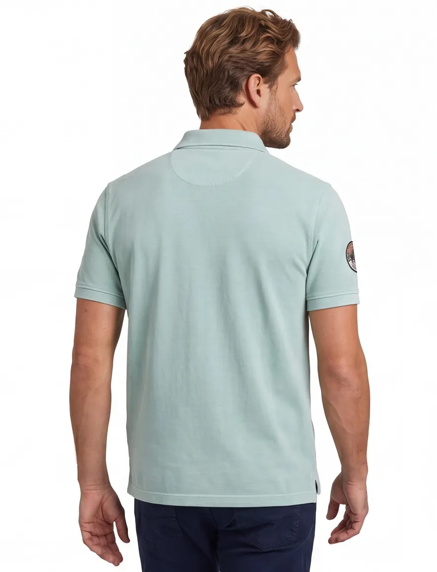 Camel Active polo wijde fit groen katoen effen