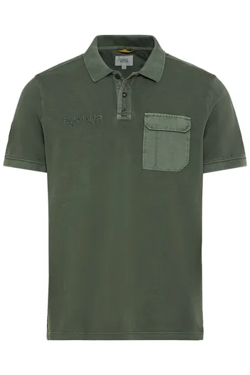 Camel Active Camel Active poloshirt donkergroen borstzak 2-knoops