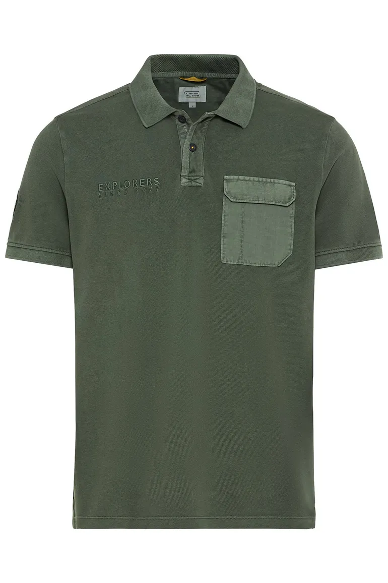 Camel Active poloshirt donkergroen borstzak
