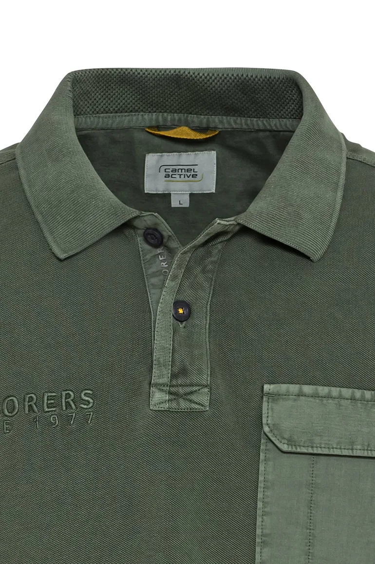 Camel Active poloshirt donkergroen borstzak