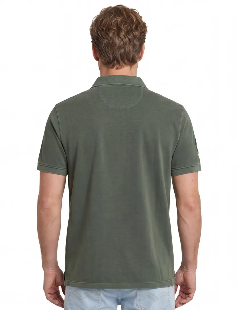 Camel Active poloshirt 2-knoops donkergroen borstzak