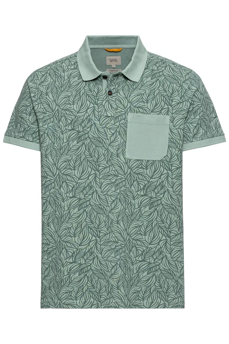 Camel Active polo wijde fit groen geprint