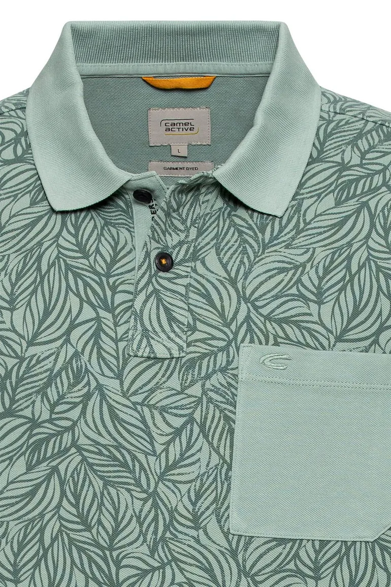 Camel Active polo wijde fit groen geprint