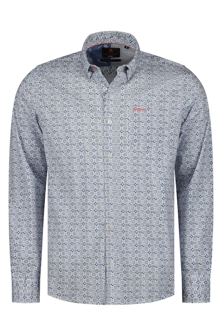 New Zealand overhemd normale fit blauw geprint