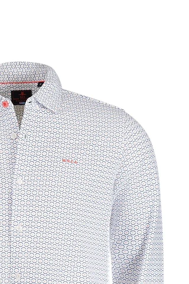 New Zealand casual overhemd normale fit creme geprint