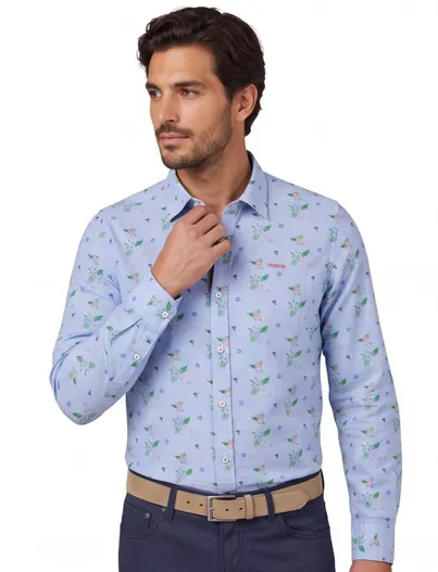 New Zealand New Zealand casual overhemd blauw normale fit geprint