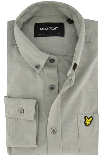 Lyle & Scott Lyle & Scott casual overhemd normale fit grijs/groen effen katoen