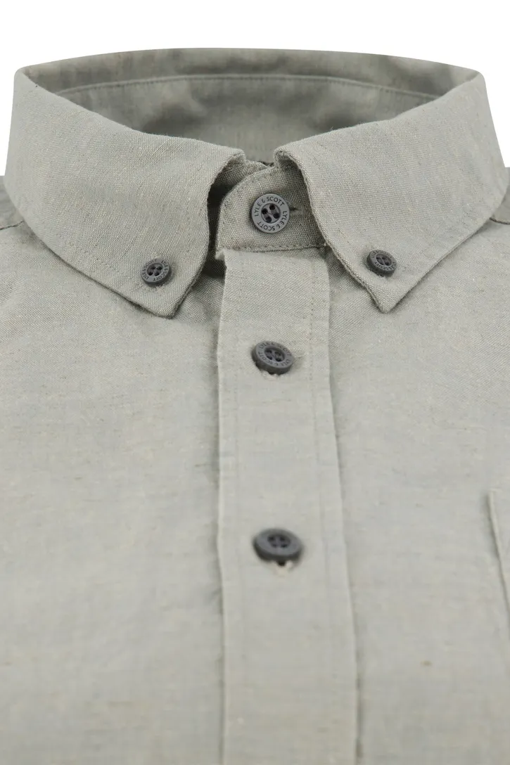 Lyle & Scott casual overhemd normale fit grijs/groen effen katoen