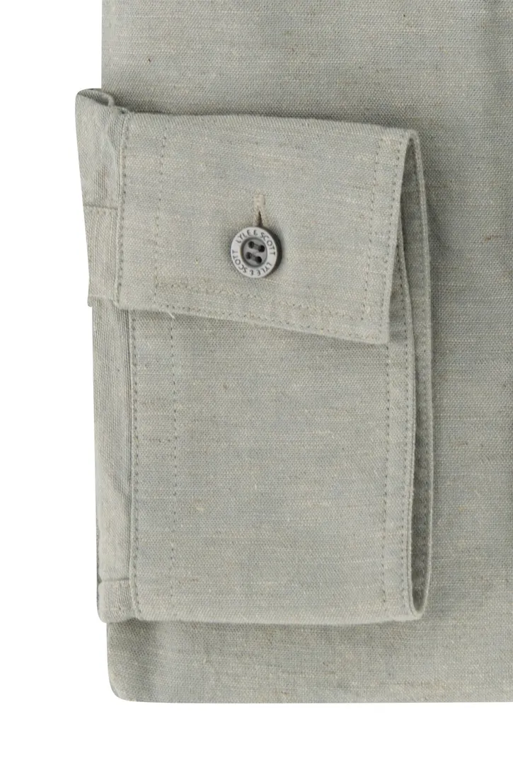 Lyle & Scott casual overhemd normale fit grijs/groen effen katoen